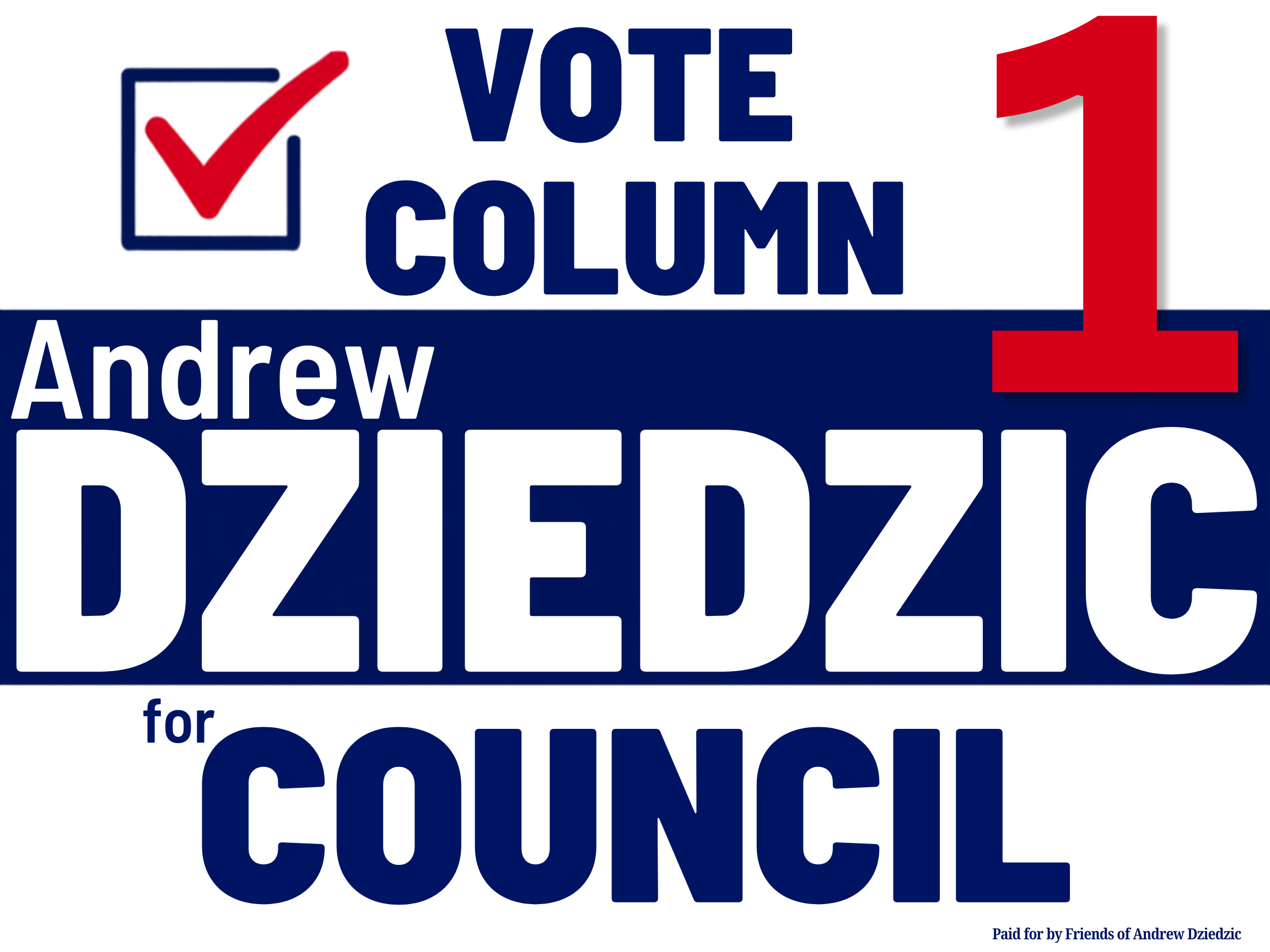 Andrew Dziedzic campaign lawn sign